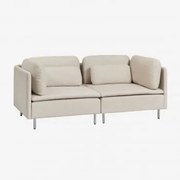 Sofa Modułowy 2-częściowy Z Tkaniny Oriol Tkaniny Beżowy Krem - Sklum