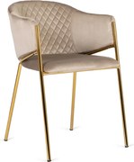 Krzesło Tapicerowane do Salonu INNES Beżowe Welurowe Nowoczesne Glamour