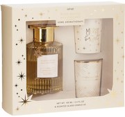 Aroma zestaw upominkowy Warm Winter, zapach Golden Amber, dyfuzor + 2 świeczki