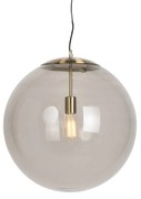 Nowoczesna lampa wisząca mosiężna z przydymionym szkłem 50 cm - Ball Nowoczesny Oswietlenie wewnetrzne