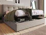 Łóżko tapicerowane 140x200cm z weluru - regulowane wezgłowie z stelażem na listwy - Szare