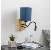 Brilagi - LED Kinkiet NUBILA WOOD 1xE27/25W/230V+ LED/3W dąb/ciemnoniebieski