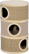 PawHut Tuba do drapania, 79 cm wys., Ø45 cm, trzy poziomy, sizalowy sznur, norka dla kota, dla dużych kotów, Khaki+Brąz