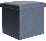 Taboret z miejscem do przechowywania Daniell niebieski, 38 x 38 x 38 cm