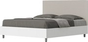 Łóżko bez stelaża 160x200 konstrukcja Frassino biała zagłówek sztucznej skóry Szaro-beżowy Level