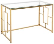 Biurko ze szkła hartowanego i stali – kolor złoty i transparentny – CLOTILDE marki Pascal Morabito