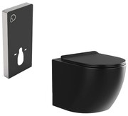 Zestaw toaleta podwieszana z dekoracyjnym stelażem - Czarny mat - JAVOINE