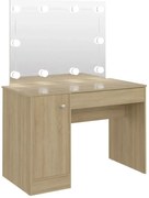 Toaletka hollywood z lustrem z żarówkami led dąb P0-D30