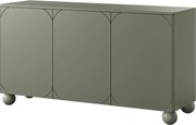 Komoda Sonatia II 150 cm trzydrzwiowa na nogach kulach - oliwka