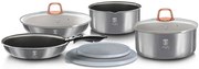 Aluminiowy srebrny zestaw garnków z pokrywkami S4-C65