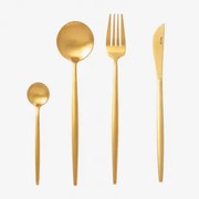 Matowa, Metalizowana Zastawa Stołowa Noya 16 Szt. Dorado Mate - Sklum