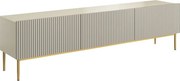 Szafka RTV Nicole 200 cm na metalowych nogach z szufladą - kaszmir / złote nóżki