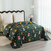 Narzuta na łóżko SNOWMAN AND GINGERBREAD, zielona Rozmiar: 170 x 210 cm