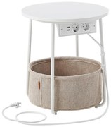 Stolik boczny z wbudowanymi gniazdami i portami USB NOIRA beżowy/biały