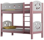 Różowe łóżko piętrowe z 2 materacami F6-A09