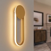 Kinkiet wewnętrzny LED NETTLIFE – 12 W, 41 cm, do oświetlenia schodów, złota lampa do korytarza, nowoczesny design, ciepła biel 3000 K