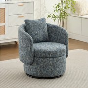 Fotel z wyściełanym oparciem i funkcją obrotową - szenil w kolorze niebieskim - do salonu i biura