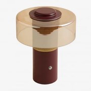 Bezprzewodowa Lampa Stołowa Led Do Użytku Na Zewnątrz Elfriede Ze Szkła I Stali Czerwona Cegła - Sklum