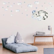 Naklejki na ścianę - Szop pracz na chmurce