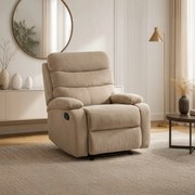 Fotel Rozkładany z Podnóżkiem KOBE Beżowy Welurowy Nowoczesny