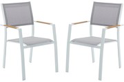 Zestaw 2 foteli ogrodowych sztaplowanych z aluminium i tekstylenu - Jasnoszary i biały - MACILA marki MYLIA