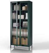 Witryna szklana do salonu butelkowa zieleń Modern ANGELO 800 x 1850 x 450 mm