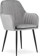 Krzesło Valora LUGO, srebrno-szary aksamit, nowoczesny design do salonu