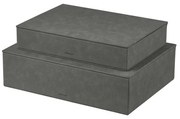 Antracytowe pojemniki zestaw 2 szt. z pokrywką/dekoracyjne ze sztucznej skóry 40x30x11 cm Sahla – Blomus