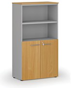 Szafa biurowa kombinowana PRIMO GRAY, drzwi na 2 poziomach, 800 x 420 x 1434 mm, szary/buk