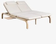 Podwójna Leżanka Rozkładana Z Drewna Akacjowego Z Poduszką Dubai Gardenia Biel & Rustykalny Brąz Akacjowy - Sklum