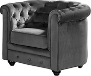 Fotel CHESTERFIELD - Antracytowy welur