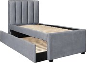 Łóżko szare tapicerowane z wysuwanym stelażem L6-H52