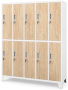 Szafa socjalna 10-drzwiowa BARTEK, 1360 x 1720 x 450 mm, Eco Design: biała/ dąb sonoma