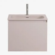 Zestaw Drewnianych Mebli Łazienkowych Macrae Ze Zintegrowaną Umywalką Nature & Bezlusterkowiec & - Sklum