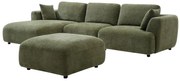 Kanapa narożna lewostronna z pufą w zielonym materiale TINDRALO