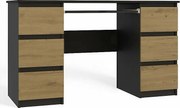 Biurko KUBA | Antracyt/Dąb Artisan | 130x51x76 | 6 Szuflad |Do Biura/ Pokoju