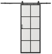 Drzwi przesuwne naścienne - aluminium i matowe szkło hartowane - wys. 205 x szer. 83 cm - WILDEN II