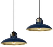 Lampa wisząca FELIX NAVY BLUE/GOLD 2xE27, granatowa, złota, podwójna