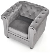 ERIKSEN fotel wypoczynkowy popielaty, czarny, tkanina velvet,