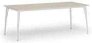 Stół konferencyjny do biura PRIMO OMEGA, 200x90 cm, biała podstawa, brzoza