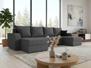 Rozkładana sofa narożna w kształcie U VALERIO 305x140 cm, ciemnoszara