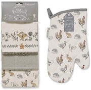 Zestaw ścierek i rękawicy kuchennej 4 szt. Country Animals – Cooksmart ®