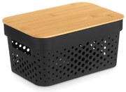 Plastikowy pojemnik z bambusową pokrywą, 26 x 17,5 x 12,5 cm