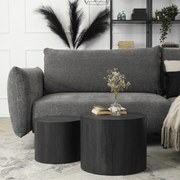 Zestaw Stolików Kawowych LEILA 38 cm/48 cm Czarny Loft