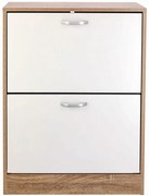 Skandynawska Dwudrzwiowa Biały Szafka Na Buty + Naturalny B6-K48