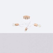 Żyrandol minimalistyczny Sparkon, stal/drewno - 3 źródło światła 4000K - L.14 x H.26 cm - biały/naturalne drewno