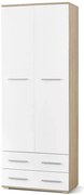 Szafa na ubrania c3 - biały połysk + dąb sonoma A8-G24