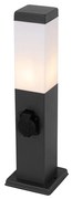 Zewnetrzna Lampa ogrodowa ciemnoszara 45 cm z gniazdem IP44 - Malios Nowoczesny Oswietlenie zewnetrzne
