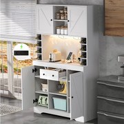 Nowoczesna komoda kuchenna - 105 x 40 x 180 cm - z półkami + szufladą + diodami LED + 4 drzwi - MDF - biała