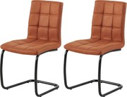 Krzesła do jadalni zestaw 2 szt. - tkanina i metal - brązowe - PARIANA